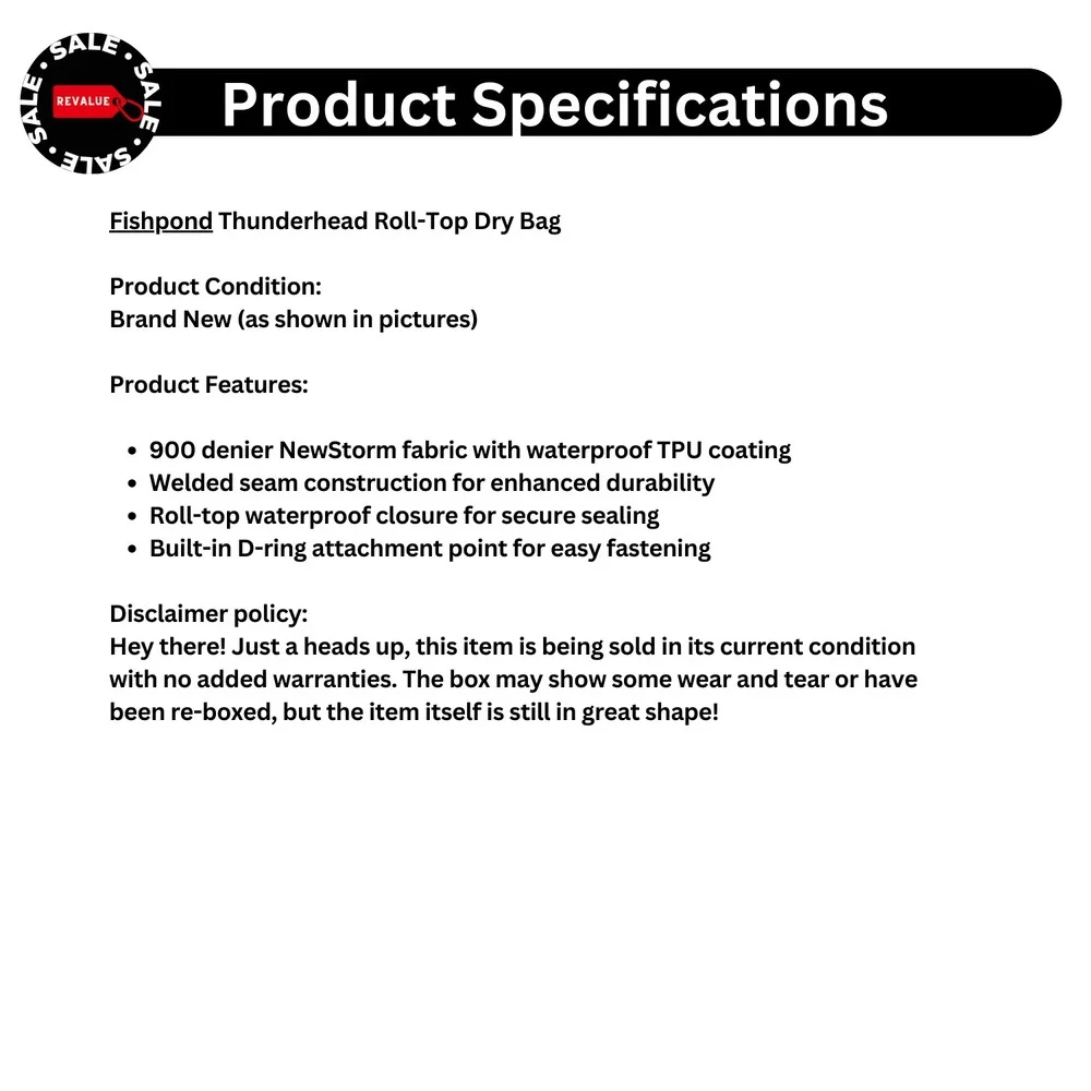 Fishpond Thunderhead Roll-Top Dry Bag Cutthroat‎ Orange Waterproof TPU Coating